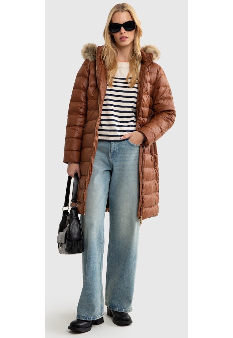 Geaca lunga cu aspect matlasat Rosabel 804