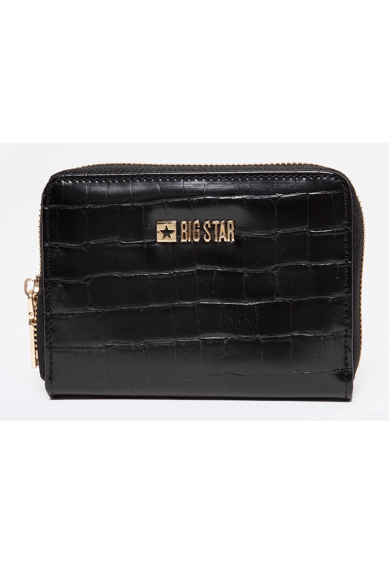 Portofel din piele ecologica cu model tip reptila KRISTIO - negru