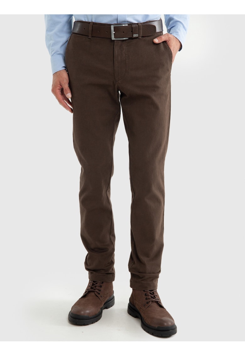 Pantaloni chino cu croiala dreapta Erhatin - Maro -
