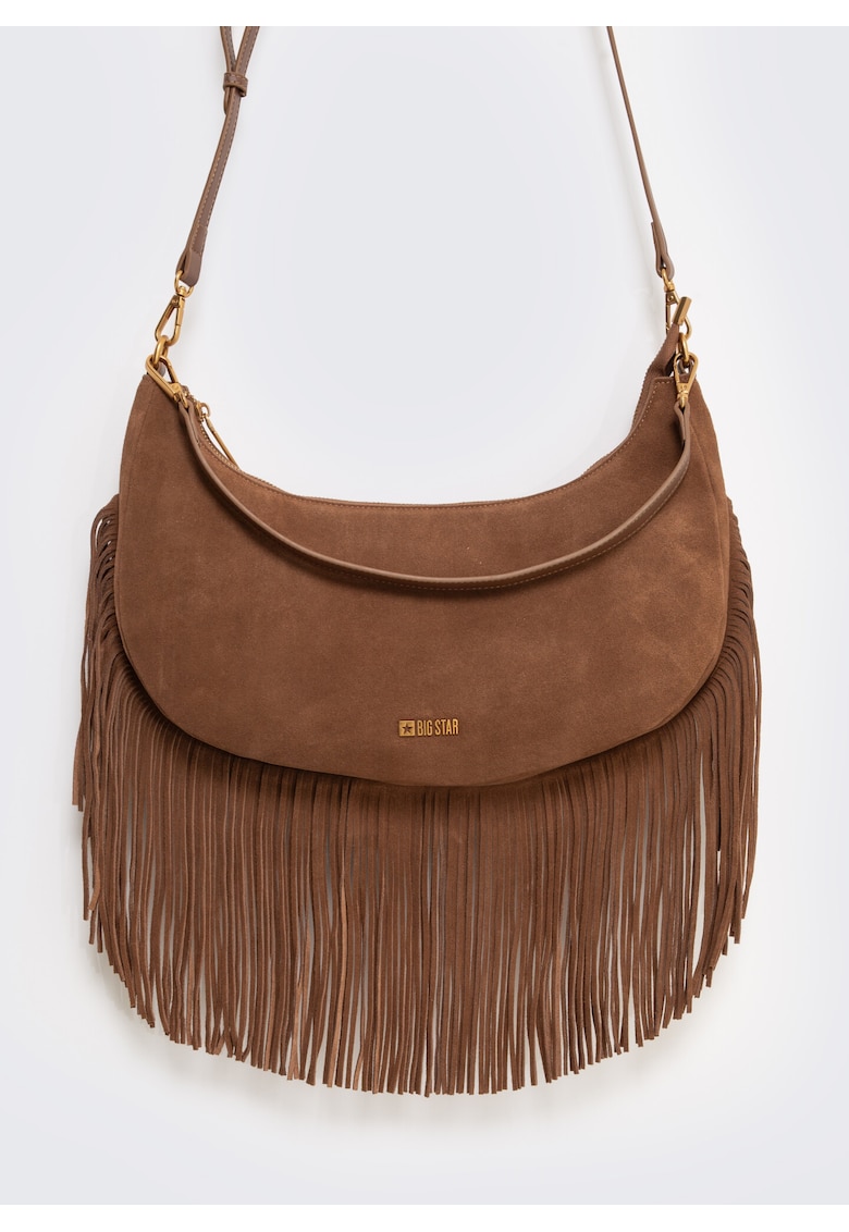 Geanta de umar din piele intoarsa - cu franjuri ARVIA 803