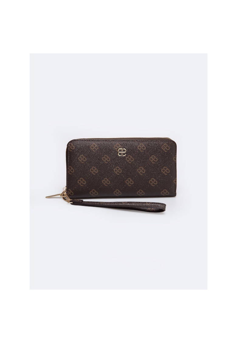 Portofel din piele ecologica cu imprimeu monograma ELORIS