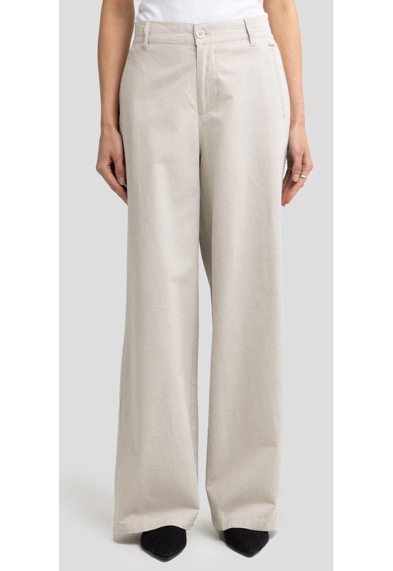 Pantaloni din amestec de in cu croiala ampla Maryliana - Alb