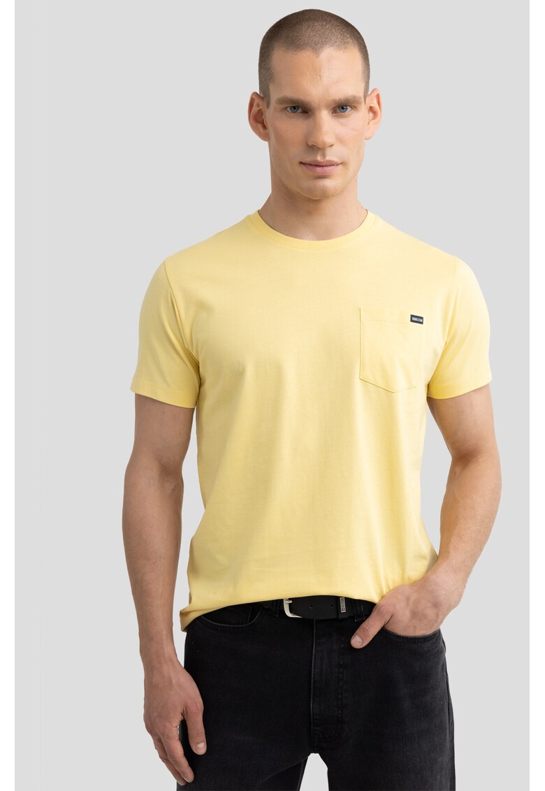 Tricou uni cu buzunar aplicat pe piept Carbon