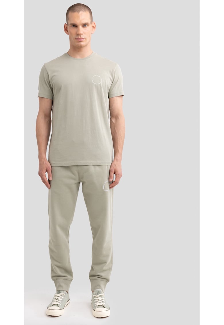Tricou de bumbac cu decolteu la baza gatului