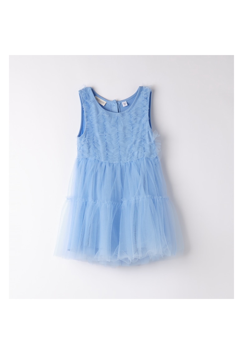 Rochie cu aplicatie tull pentru fete - 0.B338 - Albastru deschis