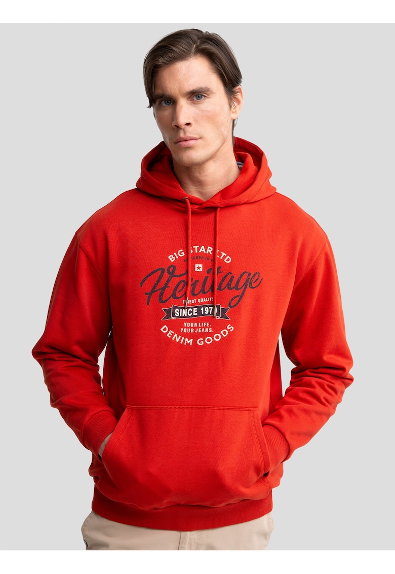 Hanorac cu buzunar kangaroo si imprimeu text HERITY 704 Hanorac cu buzunar kangaroo si imprimeu text HERITY 704