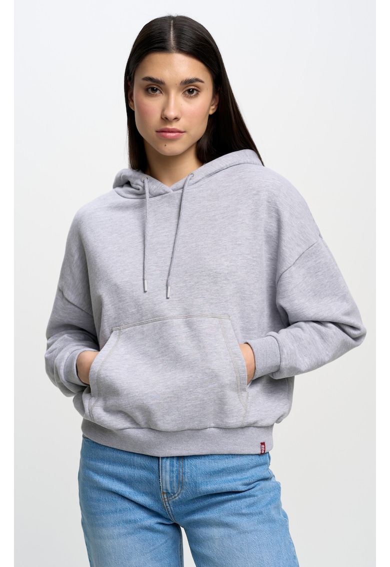 Hanorac cu buzunar kangaroo SUSANA - Gri deschis melange
