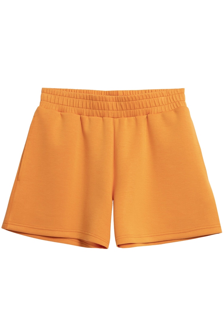Pantaloni scurti portocalii - talie inalta - doua buzunare - poliester