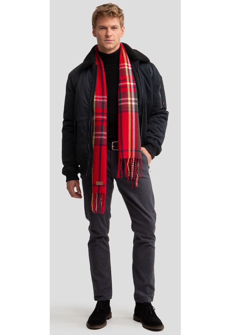 Fular unisex cu imprimeu in carouri Christal