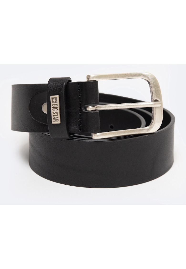 Curea barbati neagra - din piele naturala - cu catarama argintie - 906 M - Negru