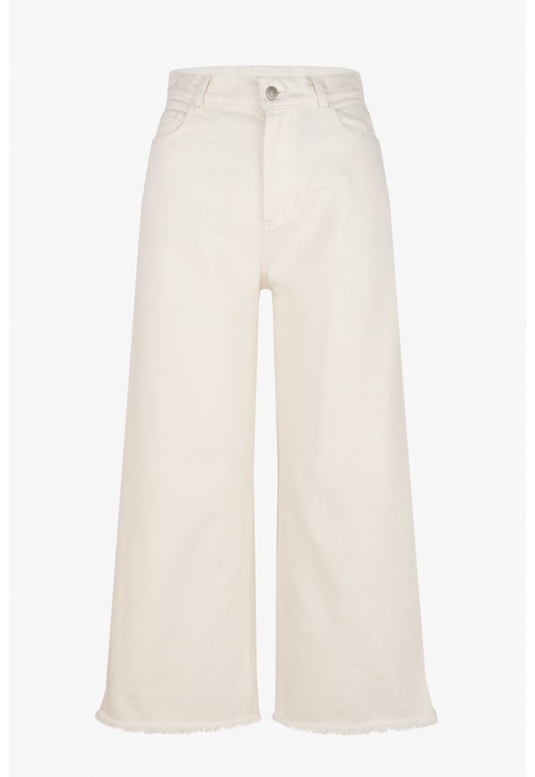 Culottes din denim cu tiv franjurat Luna - Crem