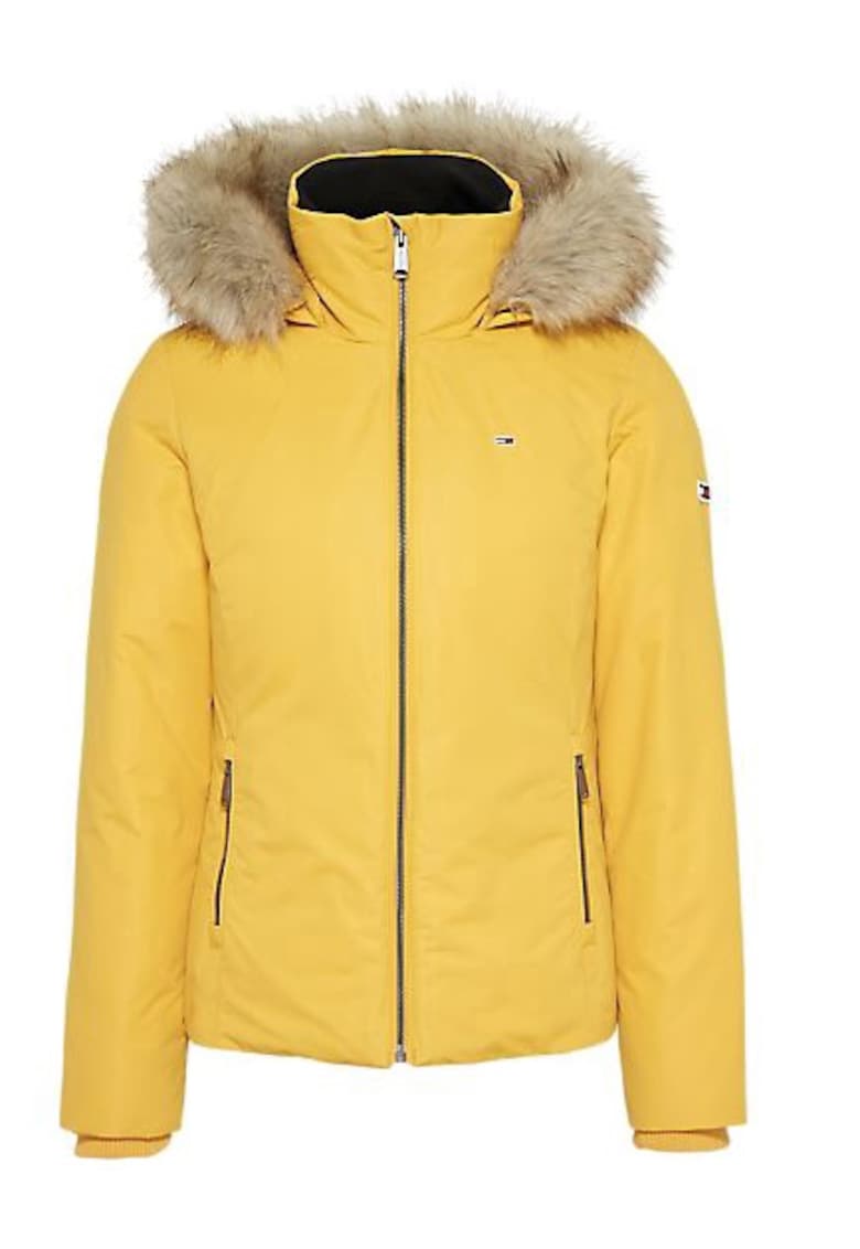 Geaca slim cu gluga cu puf -