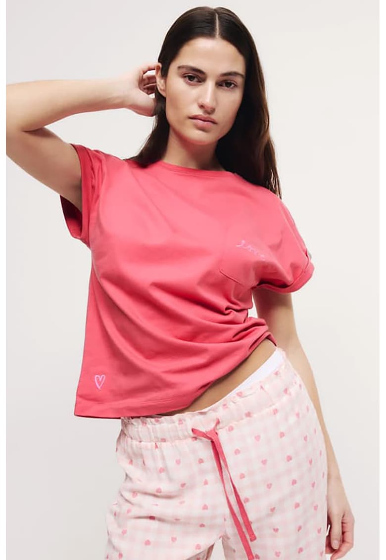 Tricou de pijama cu buzunar pe piept