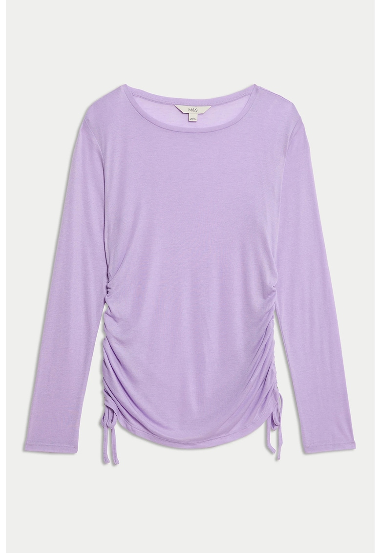 Bluza din amestec de lana si lyocell cu volane in lateral