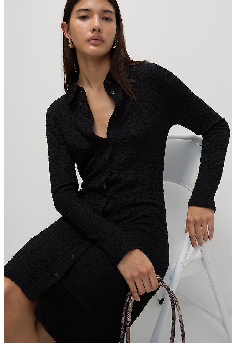 Rochie-camasa midi texturata