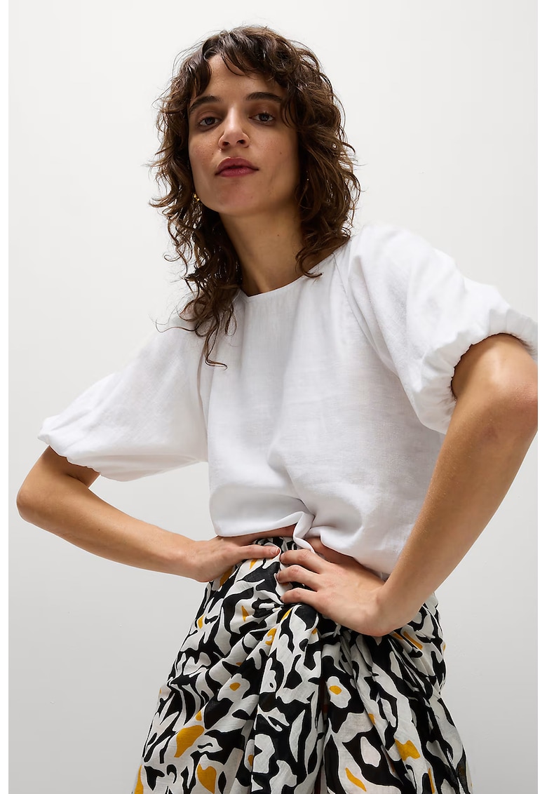 Bluza din amestec de in cu deoclteu rotund