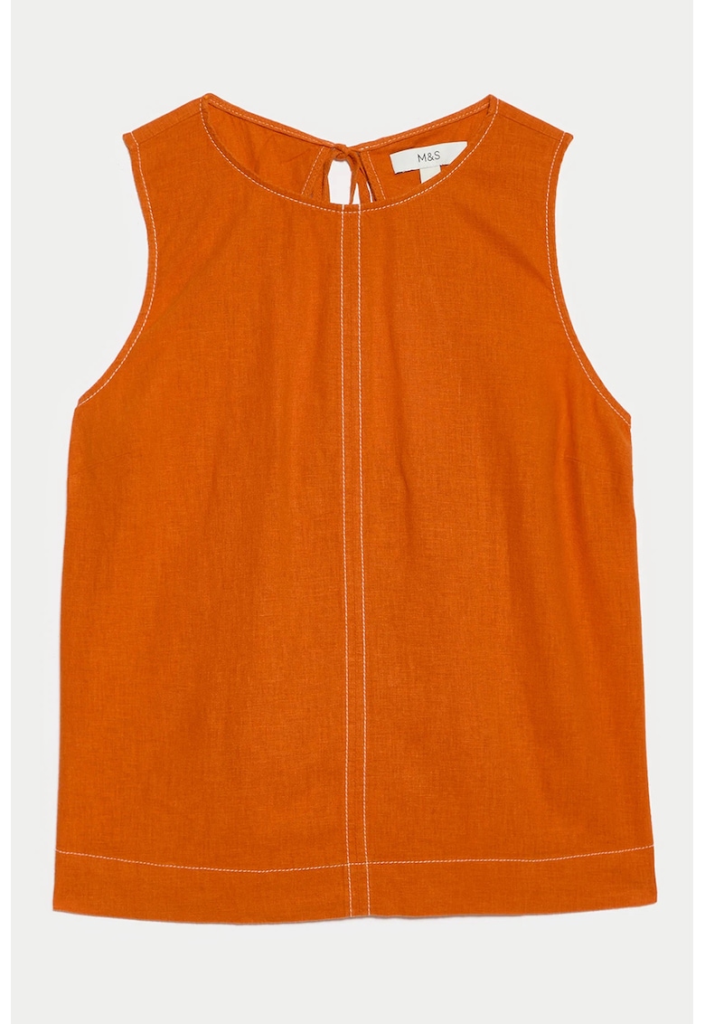 Top din amestec de in cu decupaj pe spate