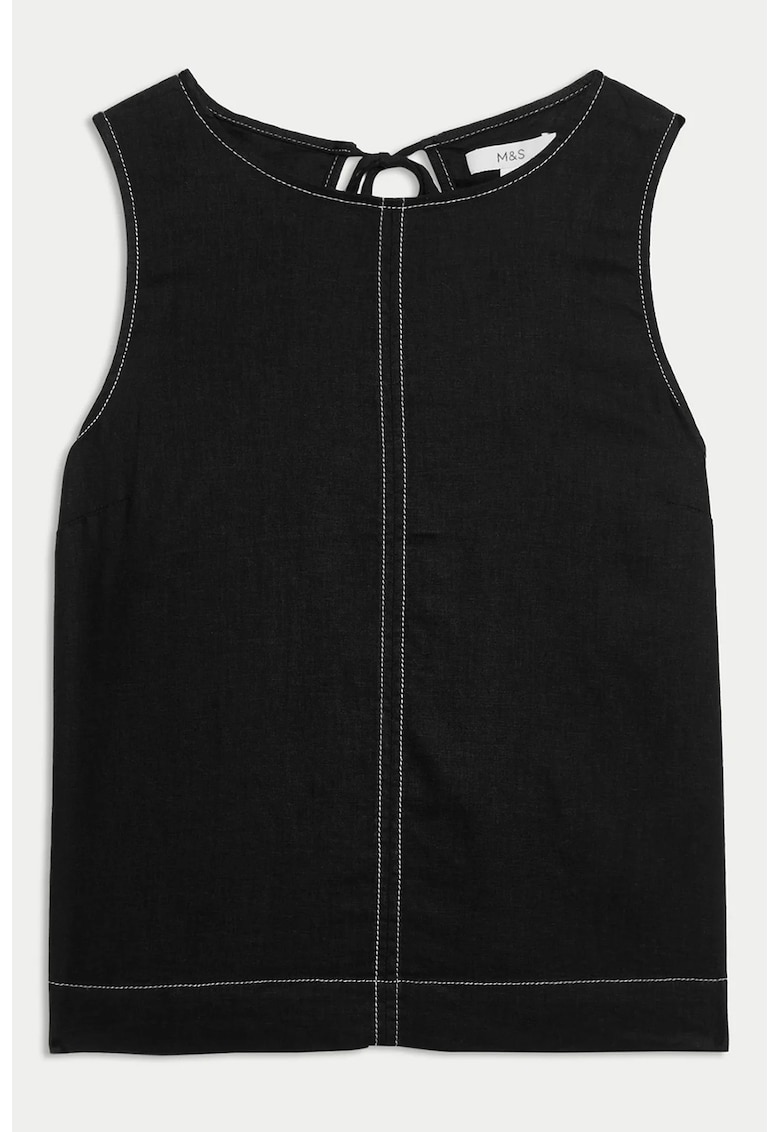 Top din amestec de in cu decupaj pe spate