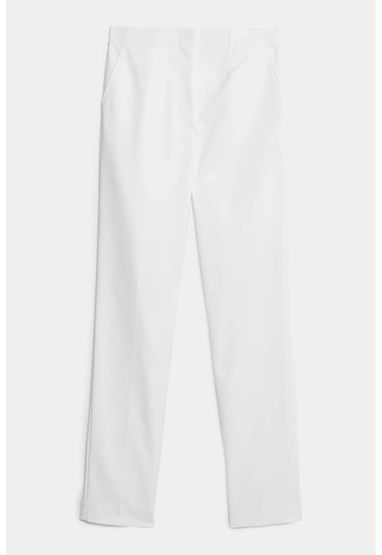 Pantaloni slim fit cu talie medie - Alb optic