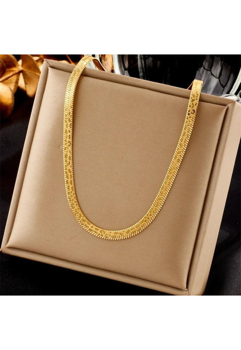 Colier auriu - din otel inoxidabil - stil sarpe - suflat cu aur 18k - Caitlyn C12