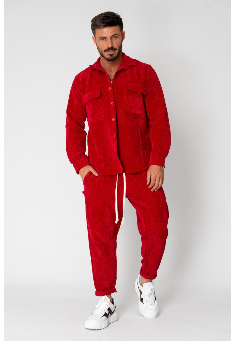 Set Camasa si Pantalon Lung din reiat Dark Red 15249 Set Camasa si Pantalon Lung din reiat Dark Red 15249