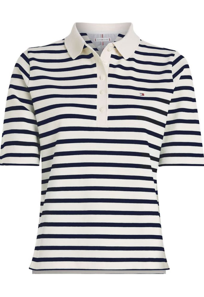 Tommy Hilfiger Tricou Polo dama - Bumbac - Alb/Negru - Alb