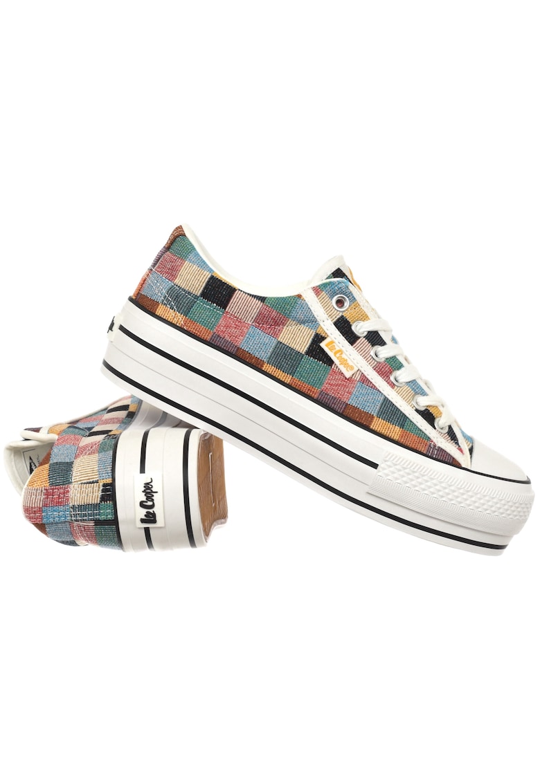 Pantofi dama sintetic/textil - cu element decorativ - multicolor