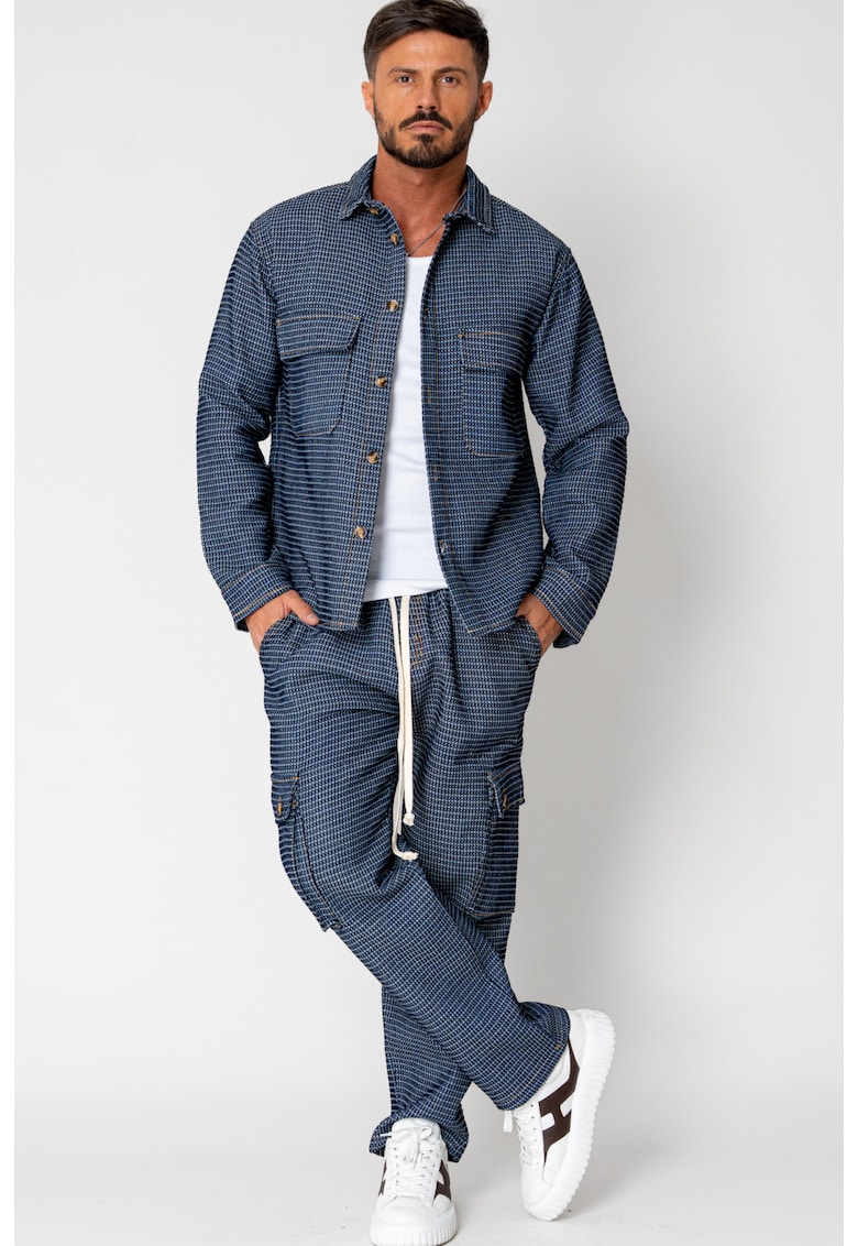 Set Camasa si Pantalon lung cargo Navy/White 15338