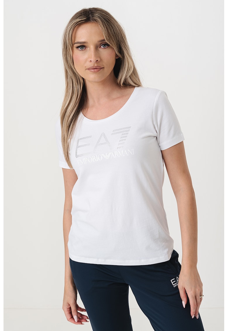 Tricou cu decolteu rotund si imprimeu logo