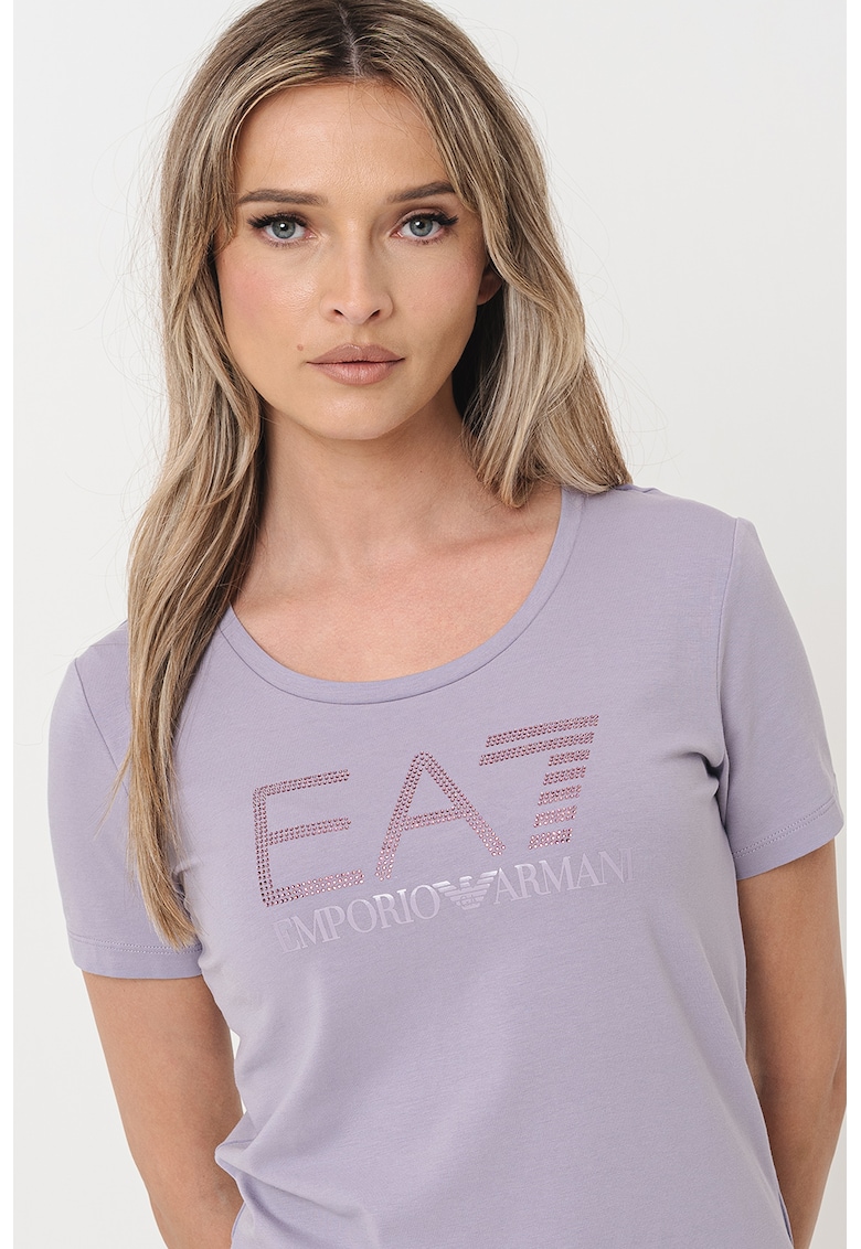 Tricou cu decolteu rotund si imprimeu logo