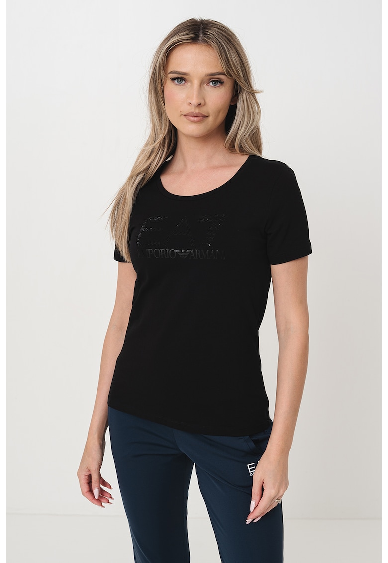 Tricou cu decolteu rotund si imprimeu logo