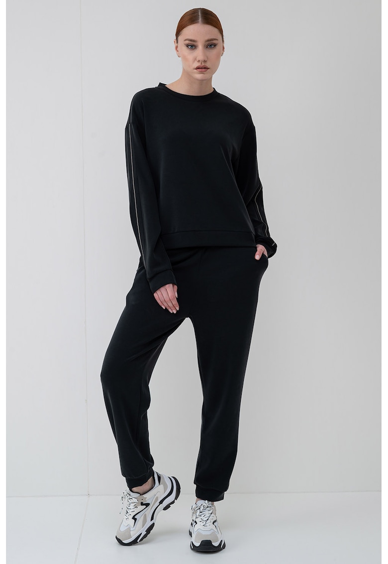 Trening din amestec de modal cu logo - Negru stins/Alb murdar