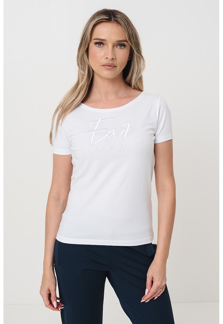 Tricou cu decolteu rotund si imprimeu logo