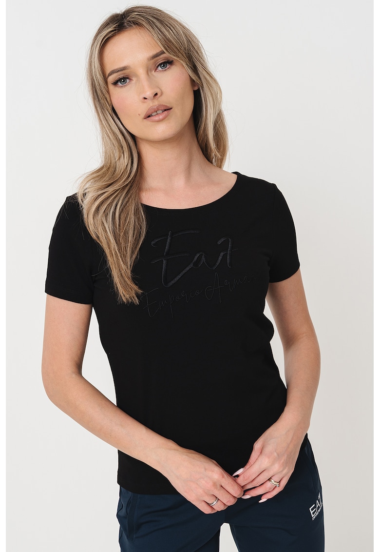 Tricou cu decolteu rotund si imprimeu logo