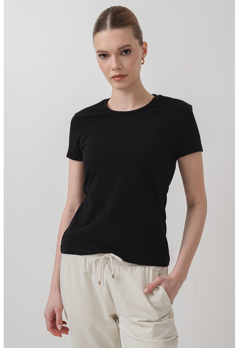 Tricou cu benzi logo - Negru