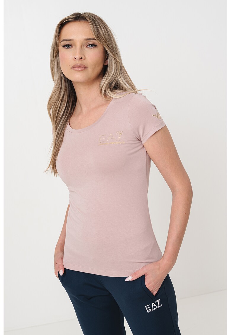 Tricou slim-fit din amestec de modal - Auriu/Roz prafuit