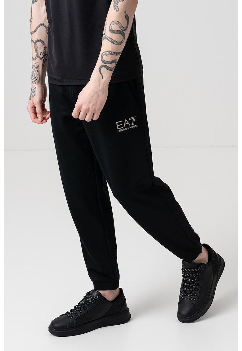 Pantaloni din amestec de modal cu buzunare cu fermoar - Negru/Alb optic