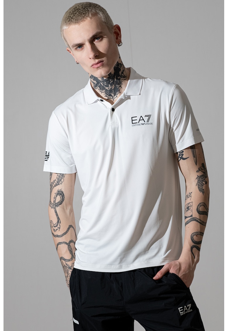 Tricou polo cu logo - Alb/Negru stins