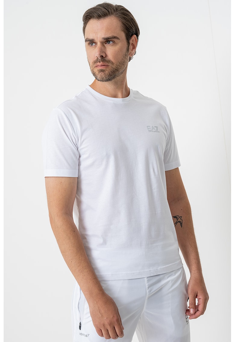 Tricou cu model uni Gircollo - Gri deschis/Alb optic