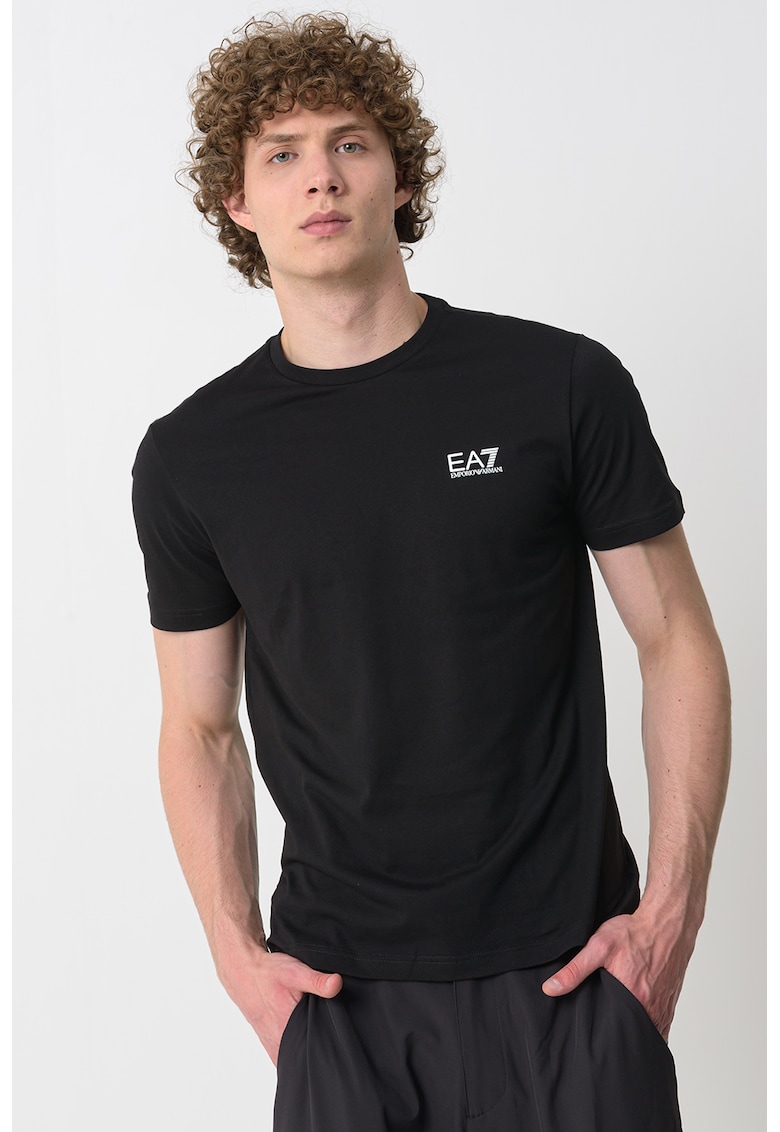 Tricou cu model uni Gircollo - Alb/Negru