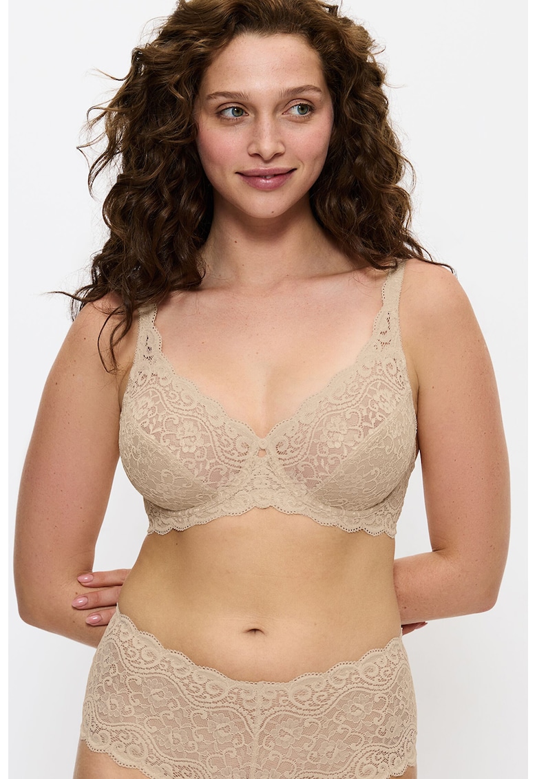 Sutien din dantela cu sustinere metalica Amourette - Bej/Maro deschis