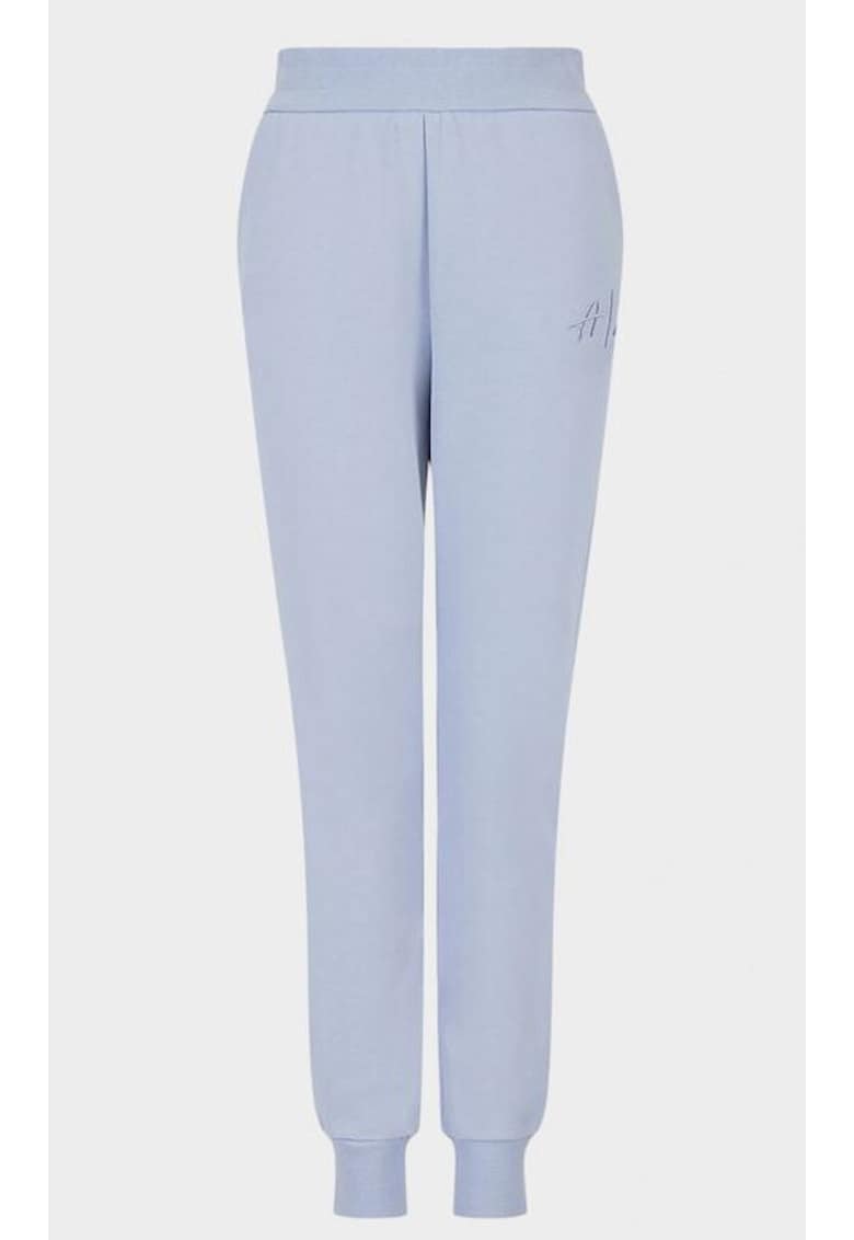 Armani Exchange Pantaloni de trening dama - Regular Fit - Bumbac - Albastru deschis - Albastru azur