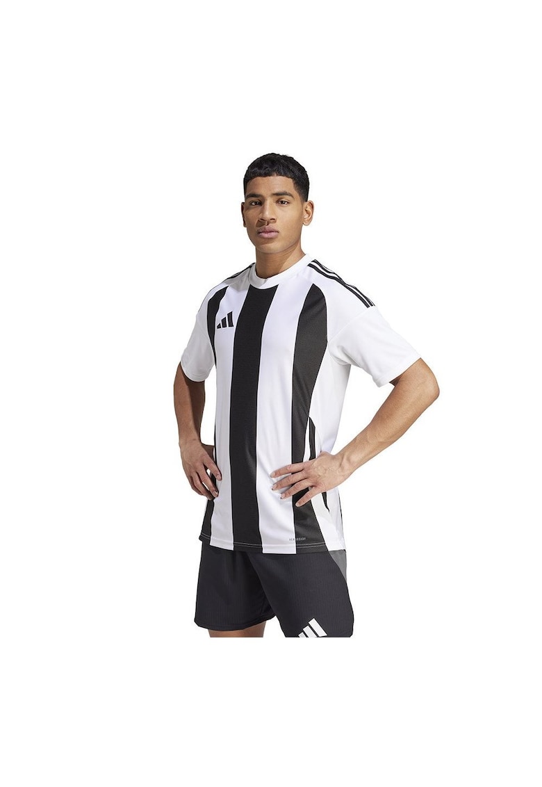 Tricou sport barbati Striped 24 - poliester - alb/negru