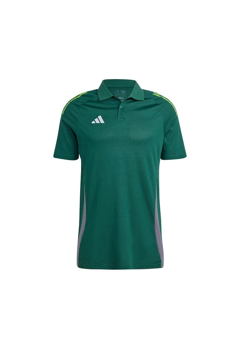 Tricou sport barbati - Tiro 24 - guler cu nasturi - verde - poliester reciclat