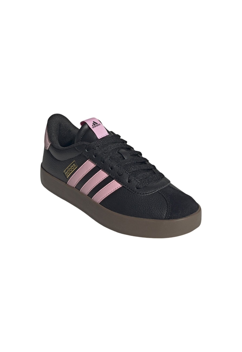 Pantofi sport dama Vl Court 3.0 - piele intoarsa - negru/roz