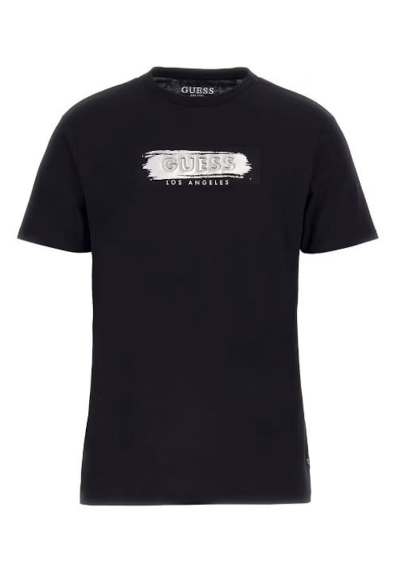 Guess Tricou croiala slim - negru - bumbac