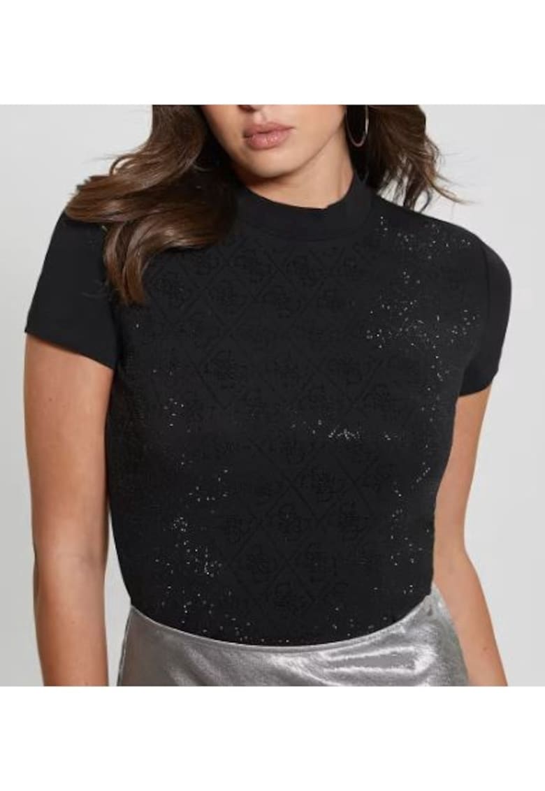 Guess Tricou cu decolteu la baza gatului si logo -