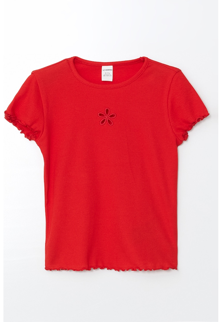 Tricou din amestec de bumbac cu terminatii valurite Tricou din amestec de bumbac cu terminatii valurite