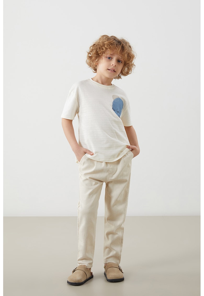 Tricou din bumbac cu imprimeu - Negru/Bej deschis