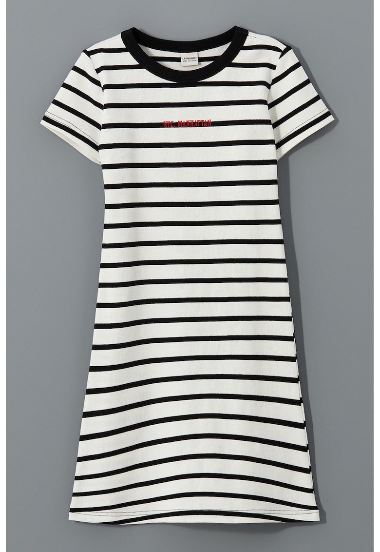 Rochie din amestec de bumbac cu dungi